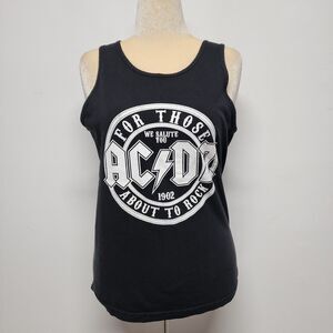 Vintage AC/DC For Those About To Rock Tank Top Black Size M 36" Cotton Very Rare